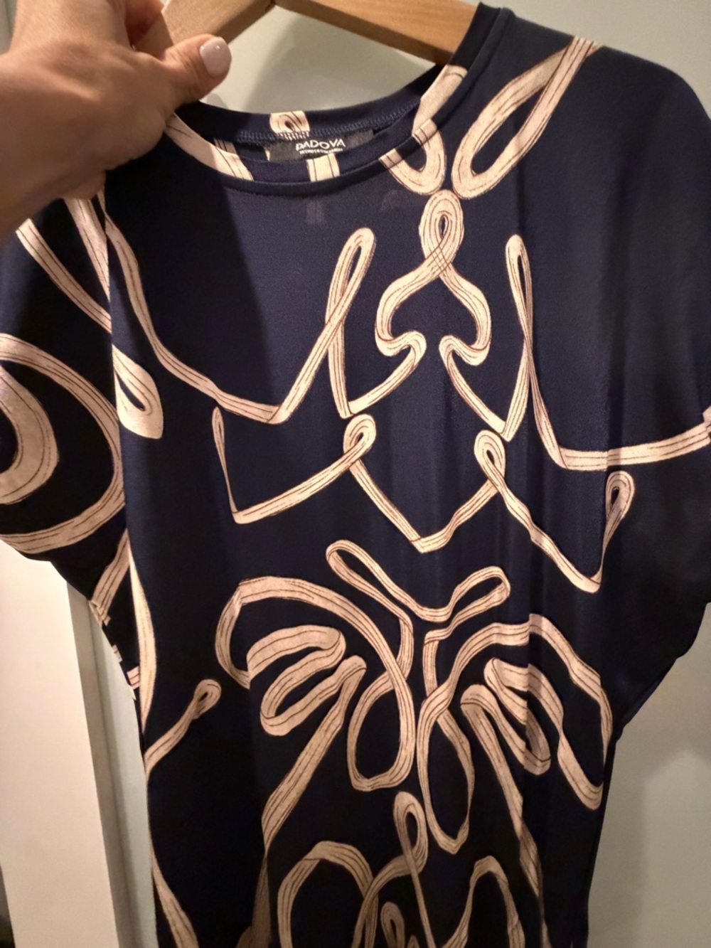 Navy Maxi Dress with Cream Abstract Graphic Print - Picture 7 of 13